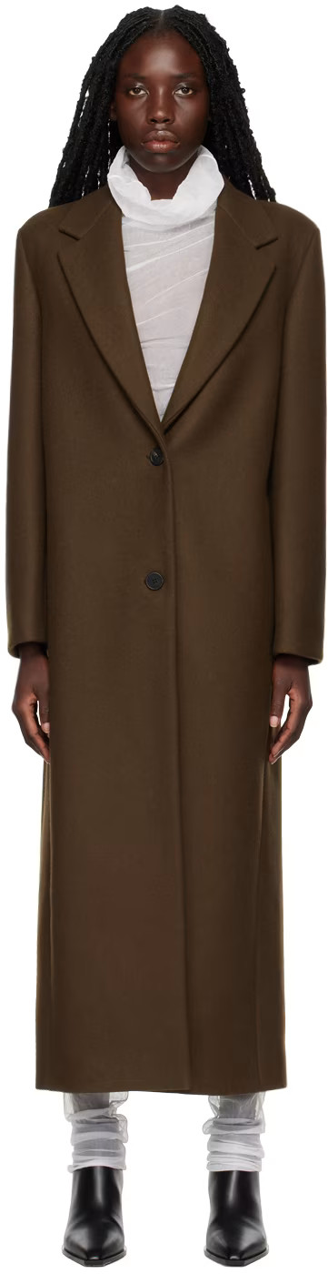 Brown Brushed Coat | SSENSE