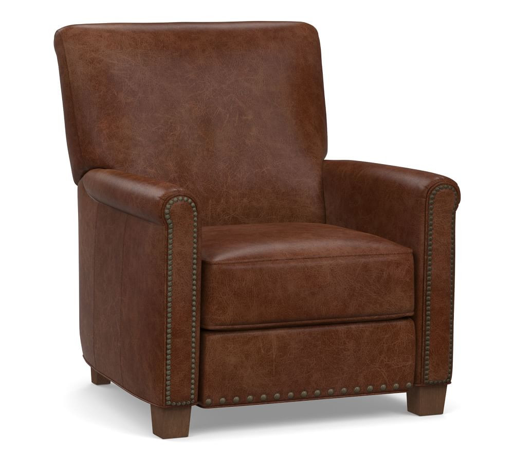 Irving Roll Arm Leather Recliner | Pottery Barn (US)
