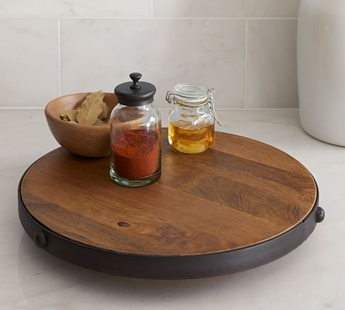 Vintage Blacksmith Metal & Wood Lazy Susan | Pottery Barn (US)