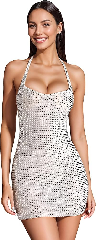Fully Lined Stretchy Sequin Mini Dress for Women Cocktail,Prom,Night Out | Amazon (US)