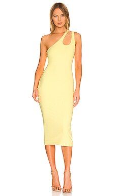 Bardot Pia Midi Rib Dress in Lemon from Revolve.com | Revolve Clothing (Global)