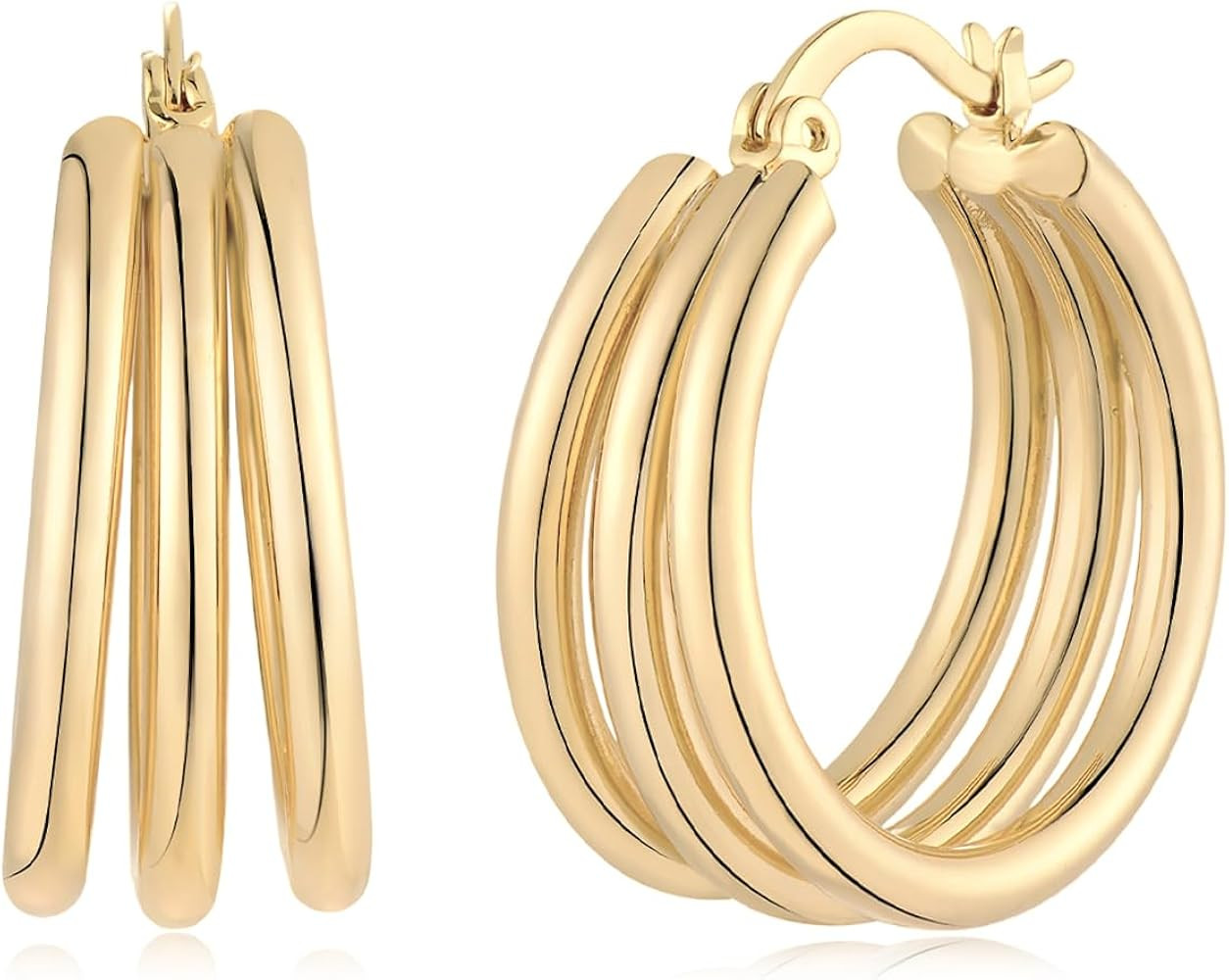 MYEARS Women Hoop Earrings Gold 14K Gold Filled Simple Handmade Hypoallergenic Everyday Jewelry | Amazon (US)