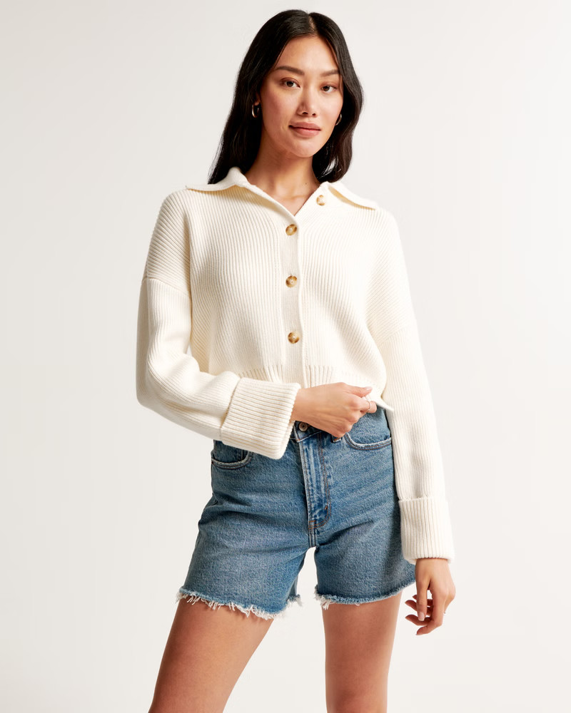 Women's Collared Cardigan | Women's Tops | Abercrombie.com | Abercrombie & Fitch (US)