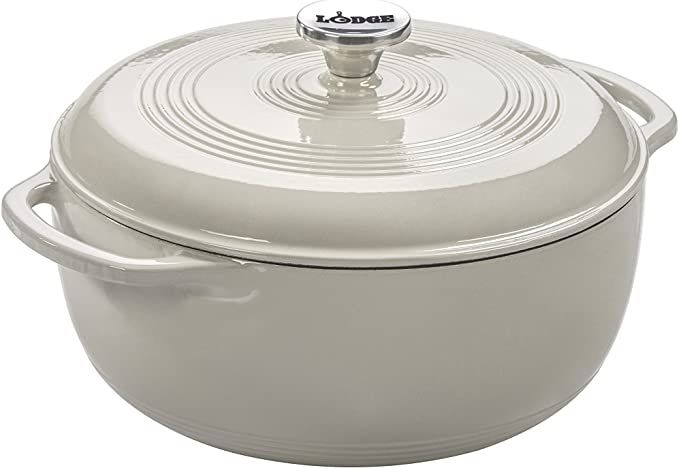 Lodge 6 Quart Enameled Cast Iron Dutch Oven. White Enamel Dutch Oven (Oyster White) | Amazon (US)