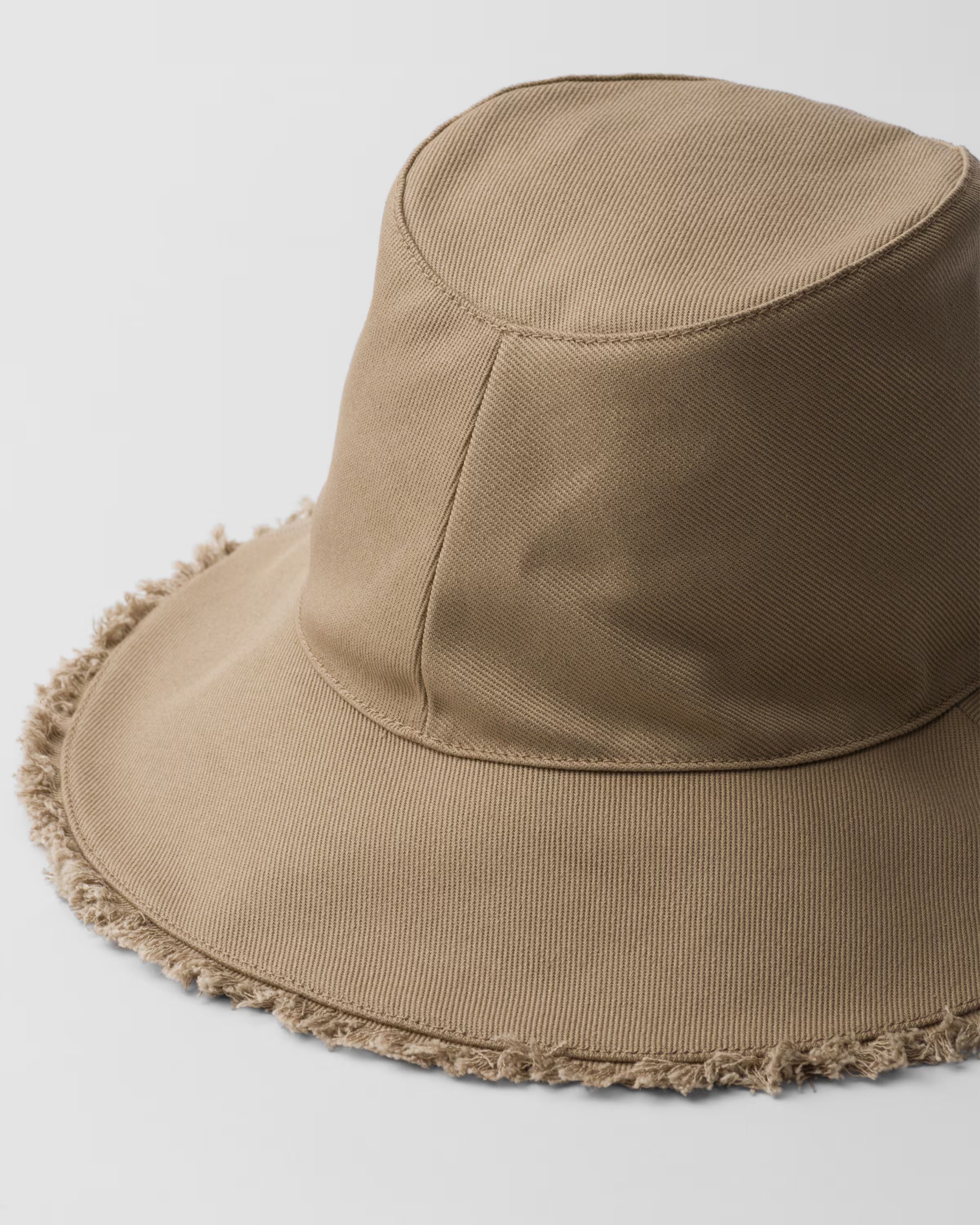 Wide-brimmed drill bucket hat | Prada US