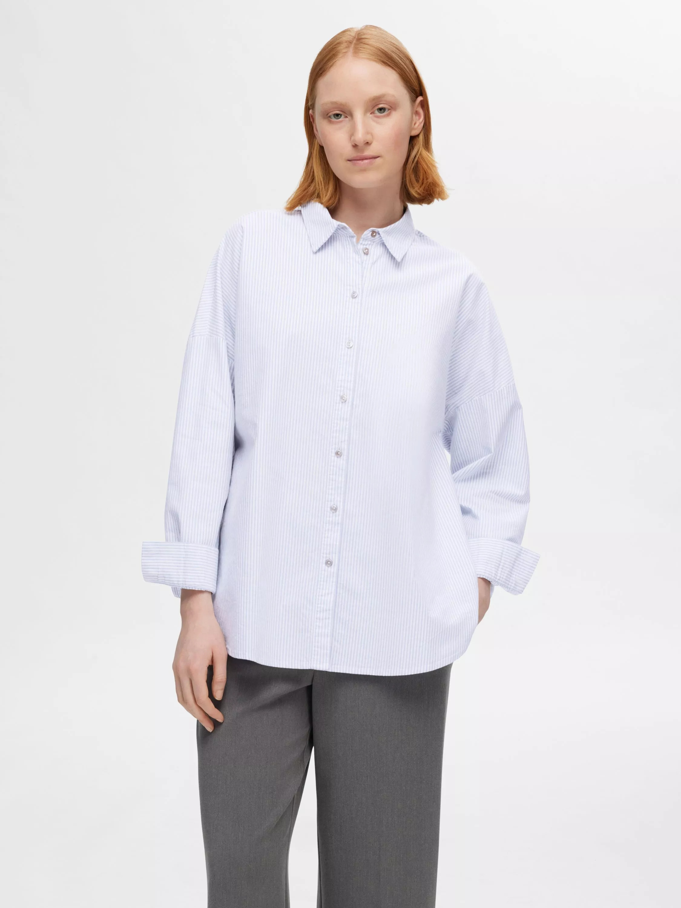 SELECTED FEMME Nova Oxford Shirt, White | John Lewis (UK)