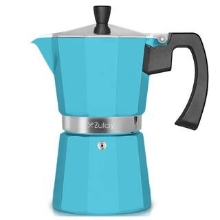 6-Cup Premium Moka Pot Stovetop Espresso Maker (Light Blue) | The Home Depot