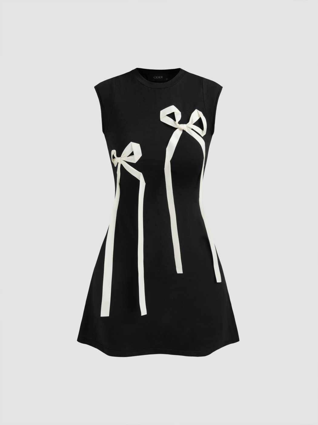 Round Neckline Bowknot Sleeveless Mini Dress | Cider