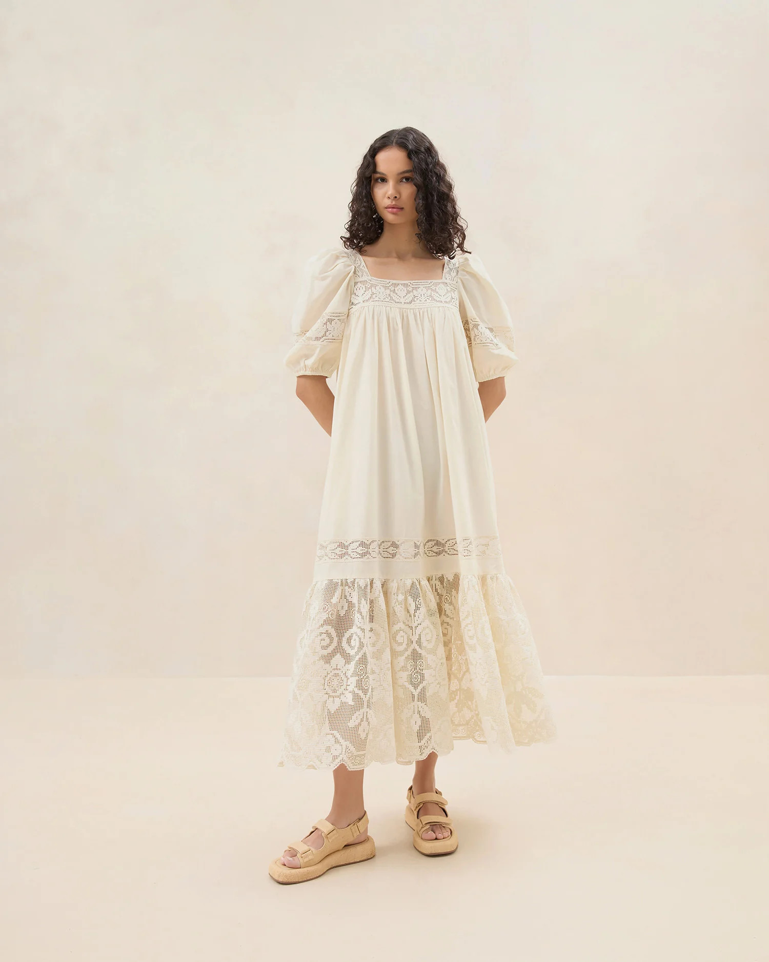 Jo Cream Puff-Sleeve Dress | Loeffler Randall