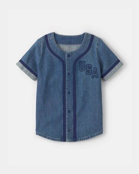 Boys 'USA' Denim Short-Sleeve Button-Down Shirt - Medium Wash | Carter's Inc