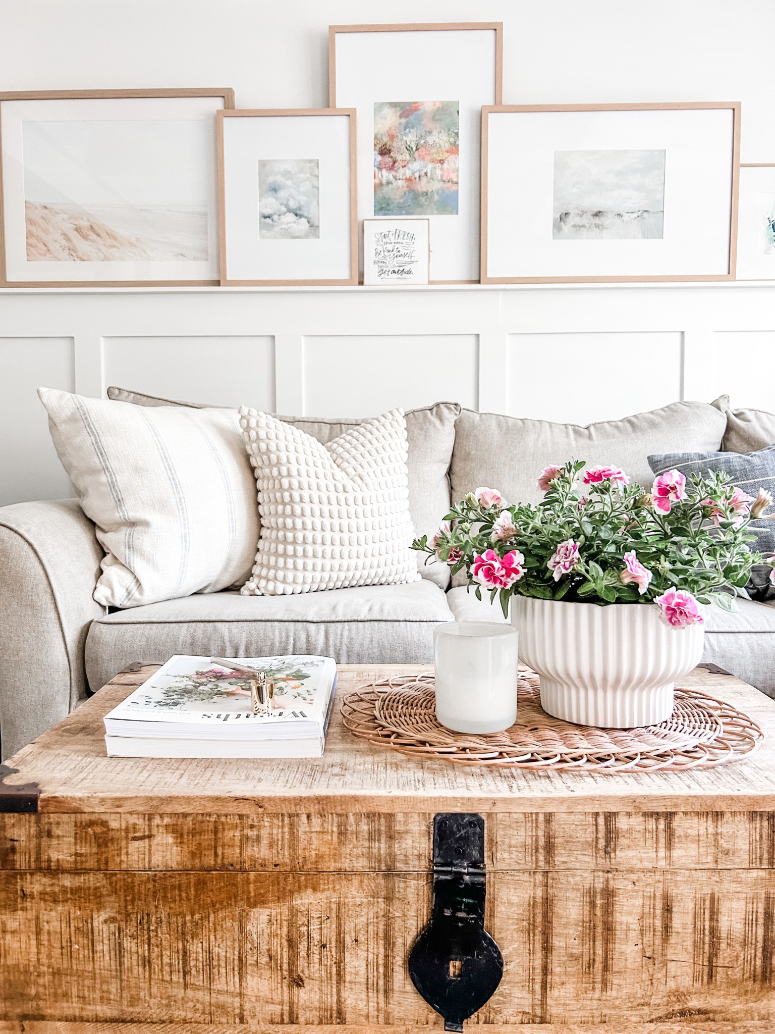 Spring coffee table decor idea!

Ceramic vase, fluted ceramic planter, white ceramic planter, coffee table book, gallery frame, natural wood gallery frame, Target frame, wood picture frame, oversized gallery frame.
Living room decor, candle, candle snuffer, marble coasters, abstract art prints, Spring art prints, throw pillow. 

#LTKstyletip #LTKhome #LTKFind