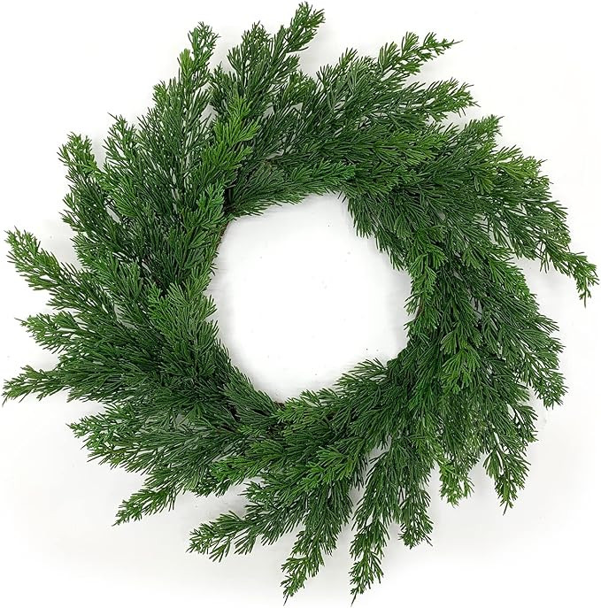HERON Home Décor Artificial Christmas Pine Cedar Wreath for Front Door Indoor Outdoor Real Touch... | Amazon (US)
