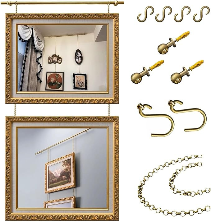 Picture Rail Hanging System, Brass Picture Hanging Wire Kit, Gallery System, Brass Picture Hangin... | Amazon (US)