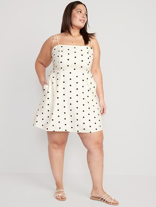 Fit & Flare Tie-Strap Printed Mini Dress for Women | Old Navy (US)