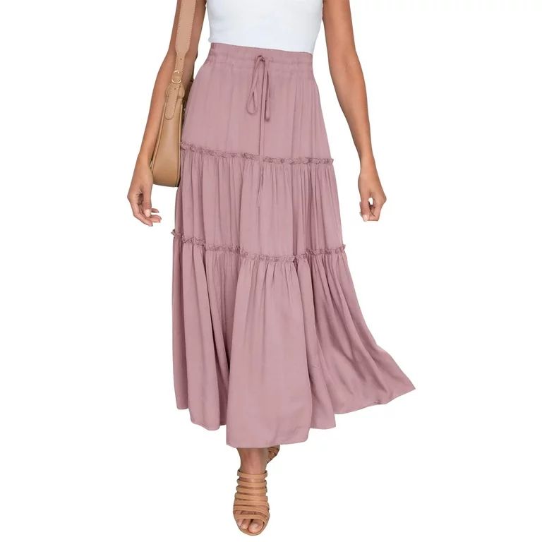 MOSHU High Waist Midi Skirt for Women A-Line Pleated Skirts with Pockets Flowy Dresses - Walmart.... | Walmart (US)