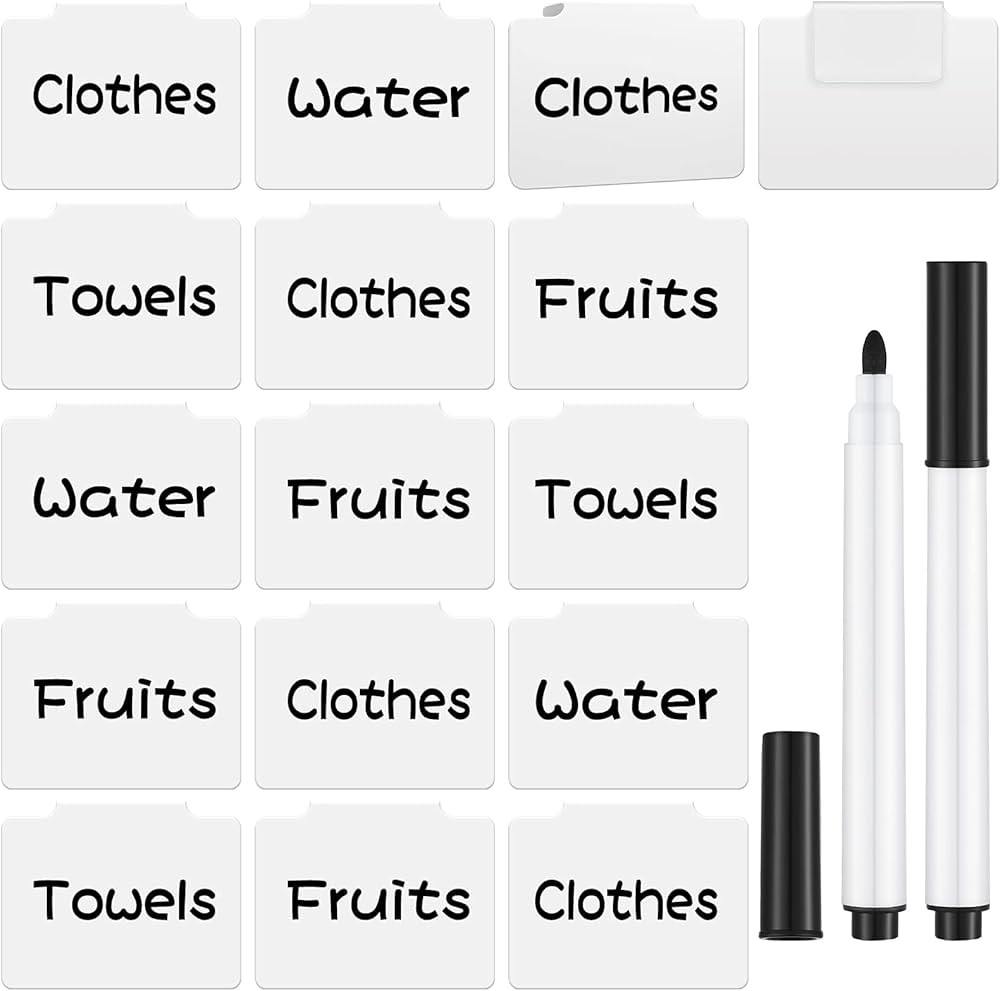 White Label Holders Basket Labels Clip Removable Bin Clips Labels with Chalk Markers for Kitchen ... | Amazon (US)