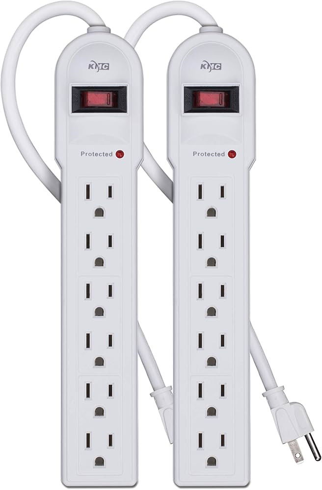 KMC 6-Outlet Surge Protector Power Strip 2-Pack, Overload Protection, 4-Foot Cord, 900 Joule - Wh... | Amazon (US)