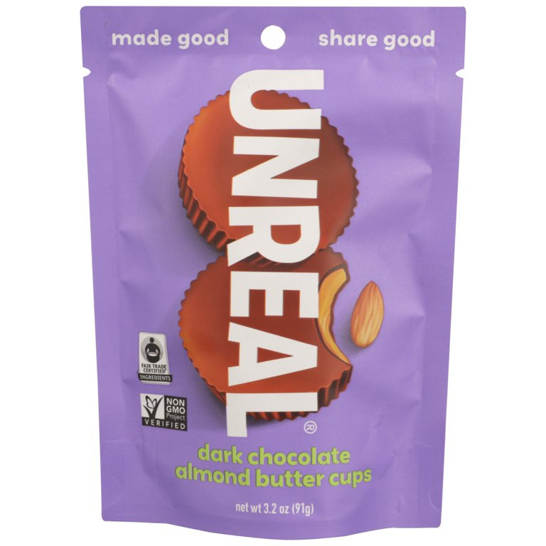 Unreal Dark Chocolate Almond Butter Cups, 3.2 oz | Walmart (US)