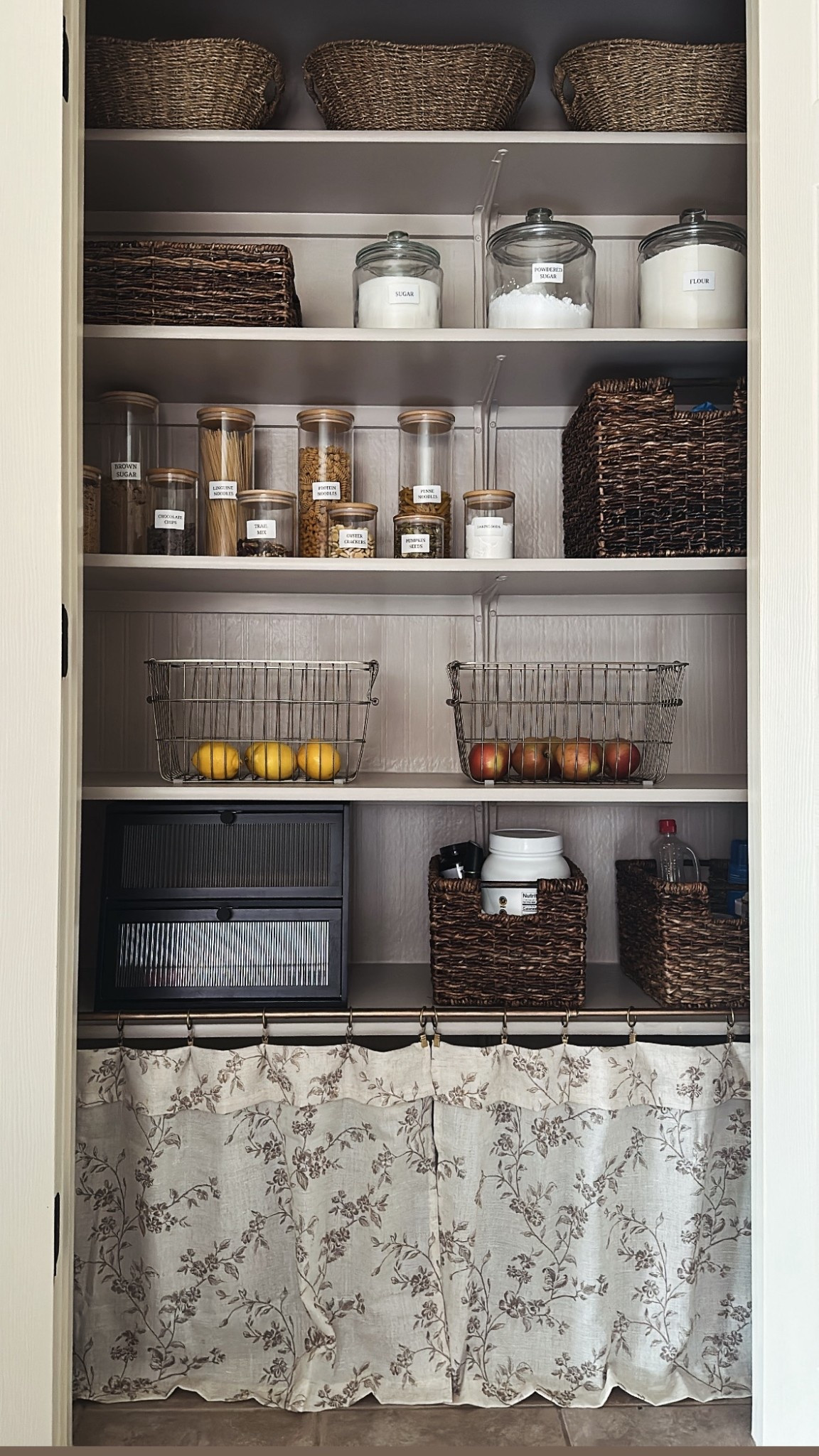Pantry Organization at its finest! Loving the neutral hues with the addition of the cafe curtains! Turned out perfect 🤩 🤌🏼

#LTKSeasonal #LTKSaleAlert #LTKHome