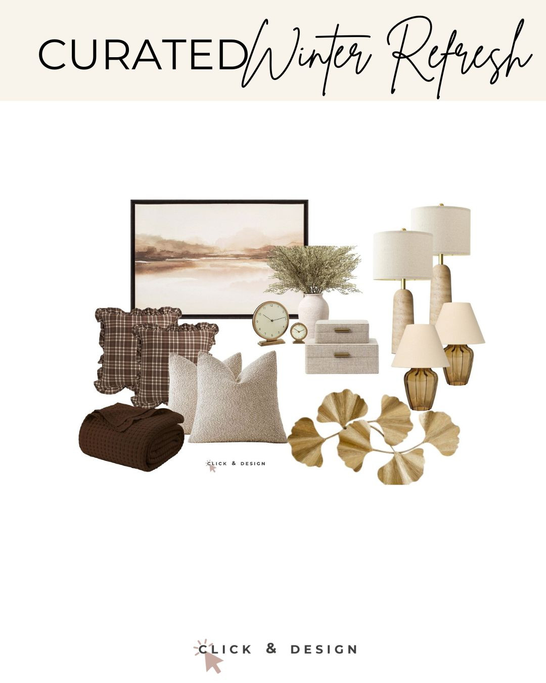 Winter is the perfect season to refresh, not renovate 🤍
Swapping in cozy textures, warm neutrals, and a few elevated basics can completely change how your home feels—without starting from scratch.

These are our go-to winter refresh pieces:
• Soft throws + layered pillows for instant warmth
• Neutral rugs that ground a space and add texture
• Timeless lighting to cozy up those early evenings
• Simple decor that makes your home feel styled but lived-in

Tap to shop these easy upgrades and bring that cozy, pulled-together feeling home this winter ✨
As always, we choose pieces that mix beautifully with what you already own—because effortless is our favorite kind of design.

🤍 Amy & Sonya
Click & Design That 

 #LTKHome