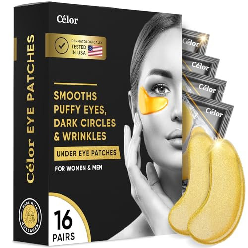 CÉLOR Under Eye Patches for Puffy Eyes and Dark Circles (16 Pairs) with Amino Acid & Collagen - Under Eye Masks Great for Bachelorette Party Favors, Swag Bag Stuffers, Spa Gifts for Women | Amazon (US)