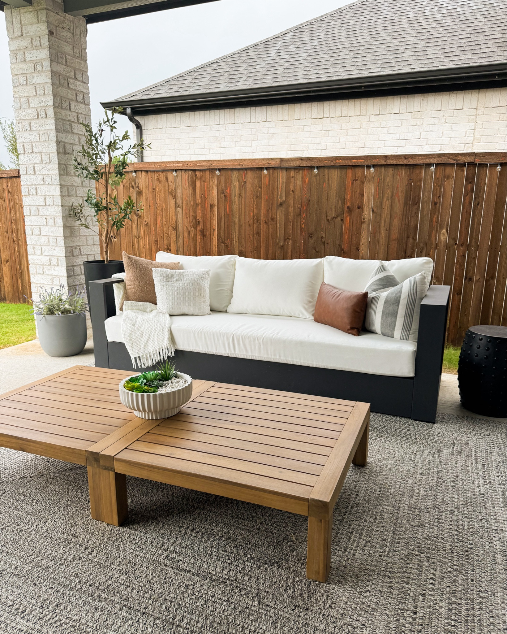 Walmart Outdoor couches 10/10 recommend

The cushions come off and can be washed/bleached 