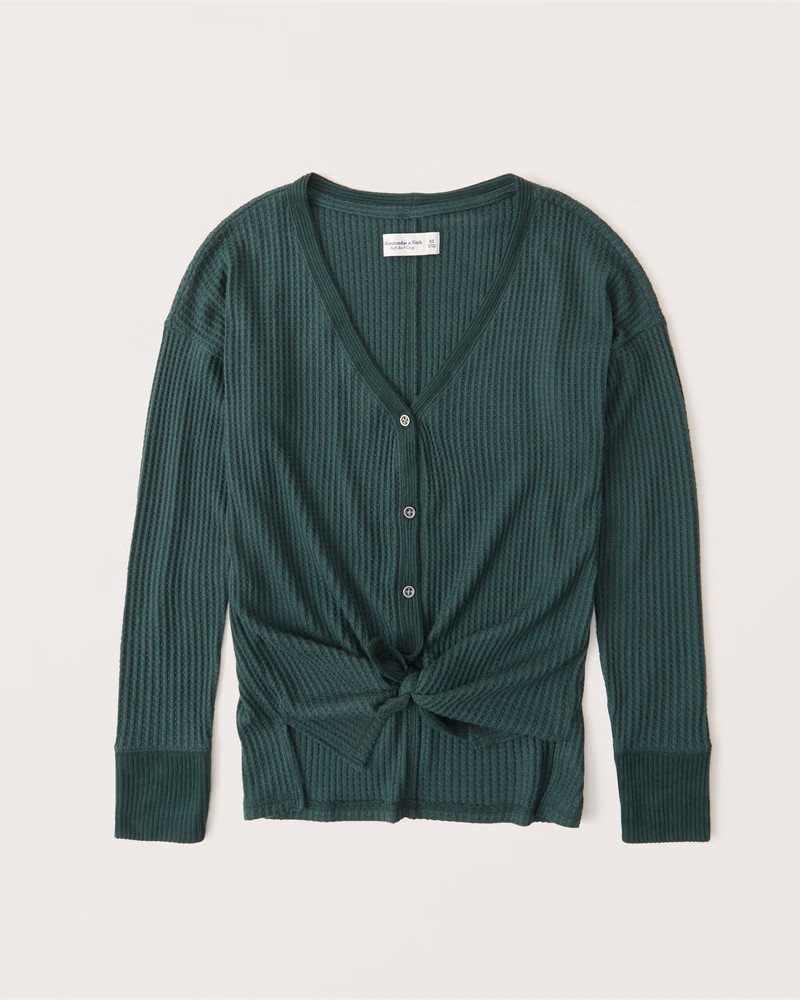 Cozy Waffle Button-Up Top | Abercrombie & Fitch (US)