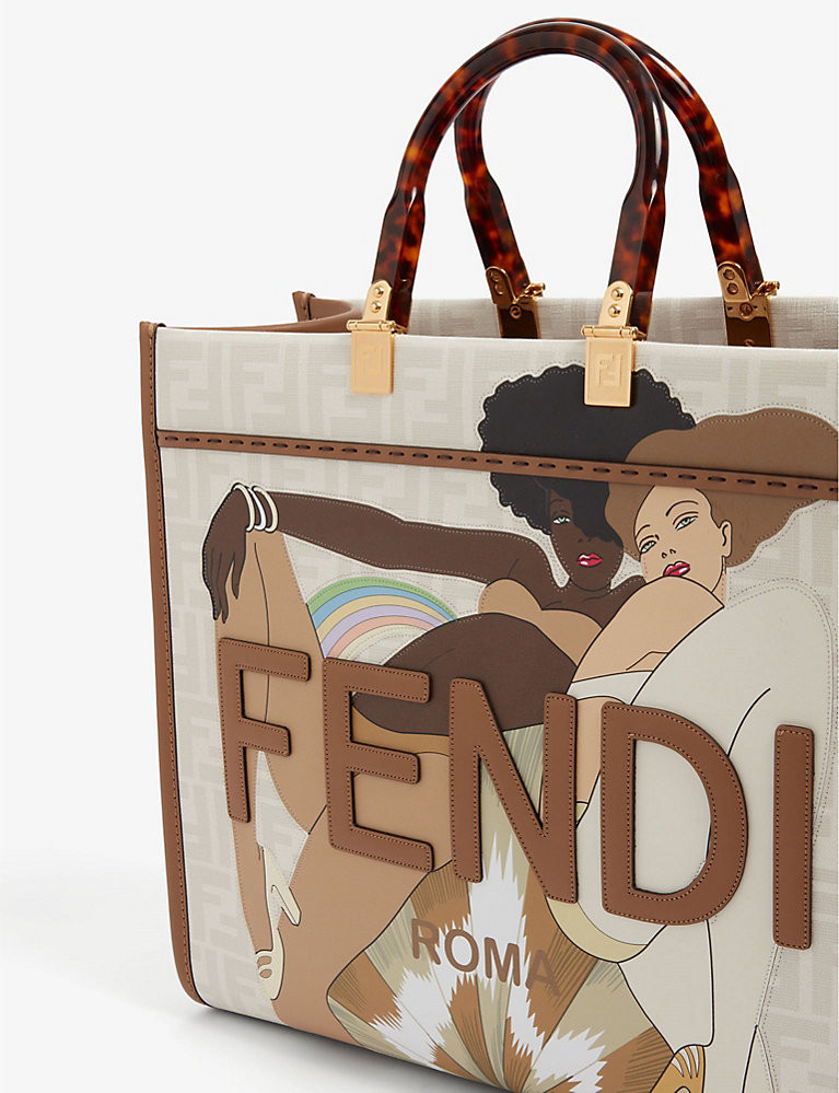 FENDI Sunshine ladies-motif faux-leather tote bag | Selfridges
