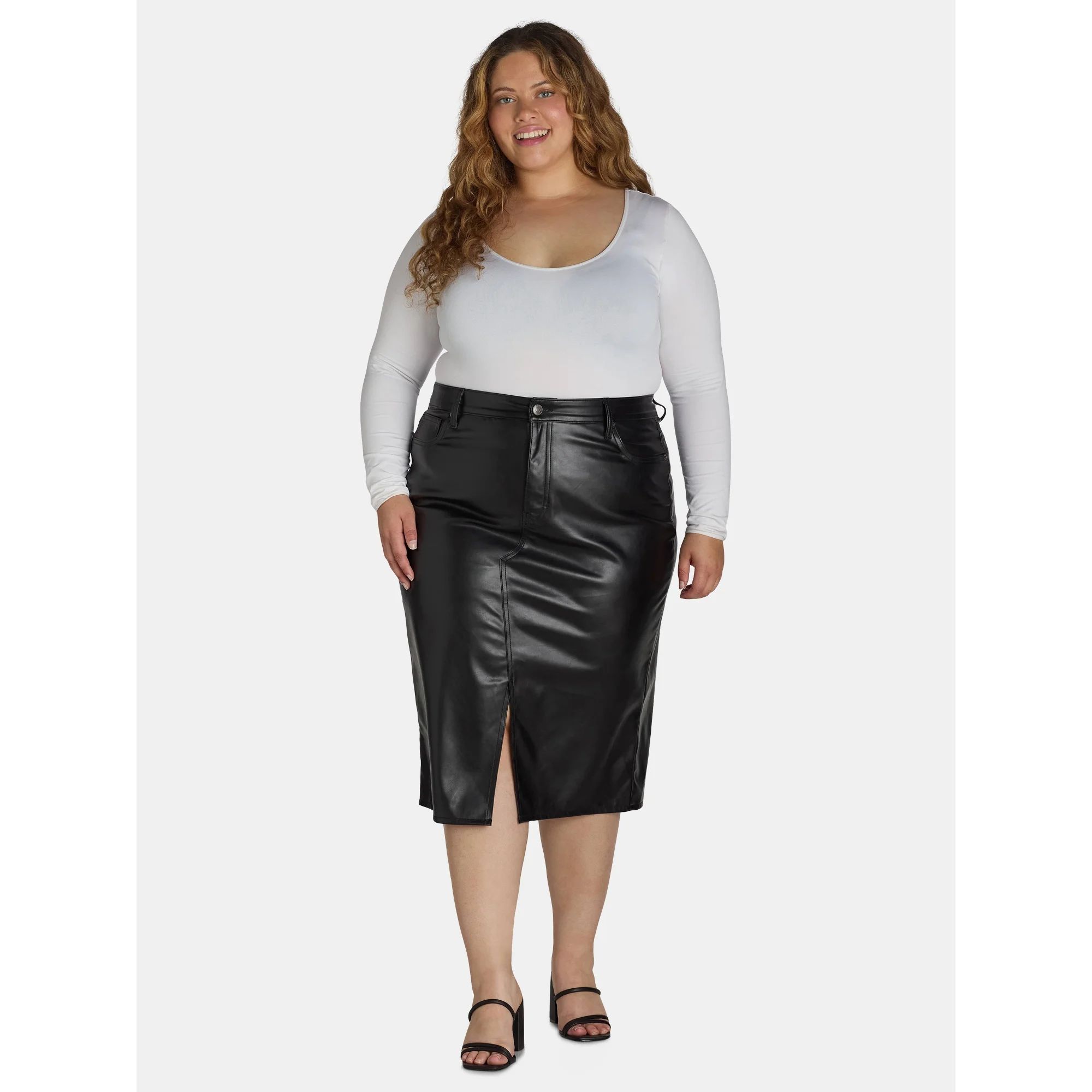 Terra & Sky Women's Plus Size Midi Skirt, Sizes 16W-26W | Walmart (US)