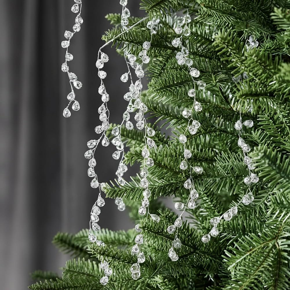 Gemscream 4 Pack Crystal Ice Drop Christmas Tree Picks 17.7 Inch Clear Acrylic Christmas Drop Bra... | Amazon (US)