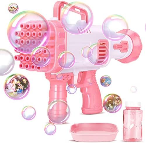 Bubble Gun Machine with Bubbling Solution - 32 Hole Rocket Launcher Bubble Maker Blower for Kids ... | Amazon (US)