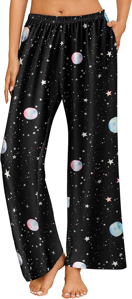 Ekouaer Pajama Pants for Women Soft Comfy Pajama Bottoms Casual Stretch Wide Leg Pants with Pocke... | Amazon (US)