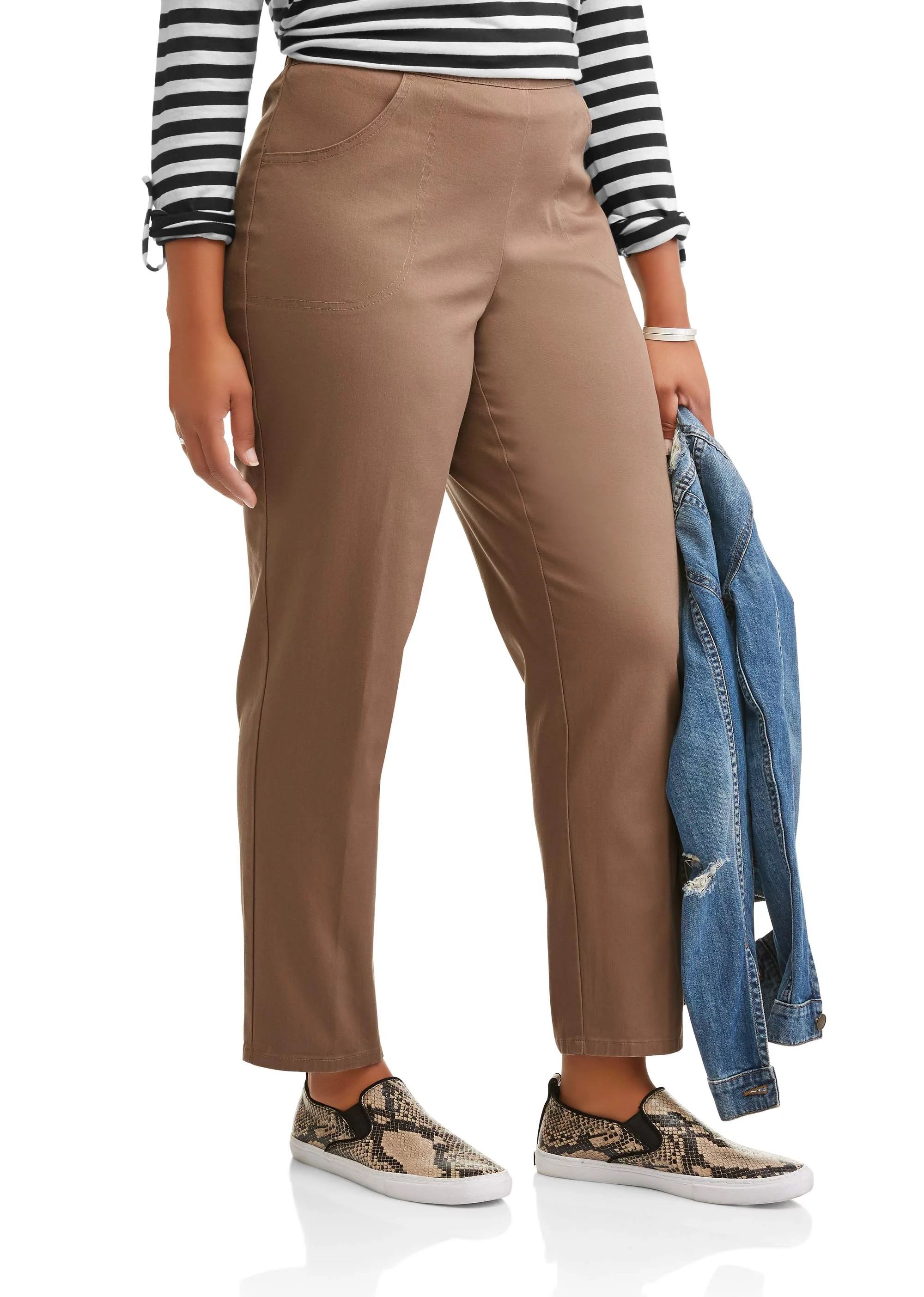 Just My Size Women's Plus Size Pull on Stretch Woven Pants, Also in Petite | Walmart (US)