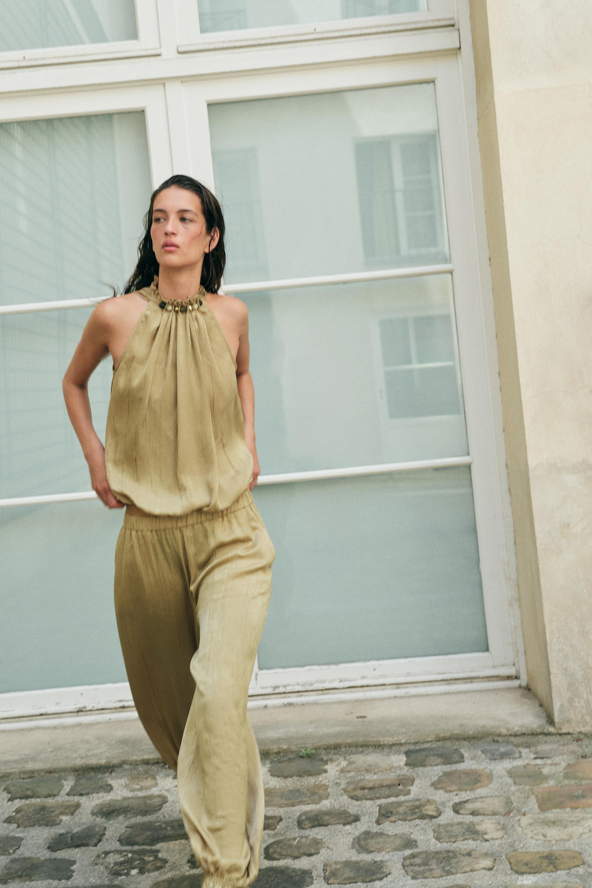 BEADED NECK TOP | Zara UK