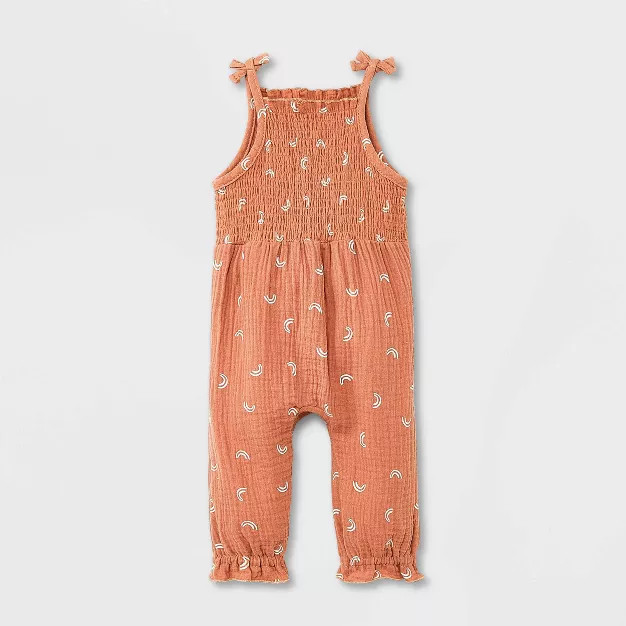 Grayson Mini Baby Girls' Rainbow Gauze Jumpsuit - Tan | Target