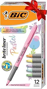 BIC Brite Liner Grip Pastel Highlighter Set, Chisel Tip, 12-Count Pack of Pastel Highlighters in ... | Amazon (US)