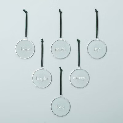 6ct Framed Glass Holiday Word Ornament Set - Hearth & Hand™ with Magnolia | Target