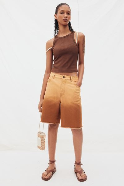 Ribbed Tank Top - Round Neck - Sleeveless - Dark brown - Ladies | H&M US | H&M (US + CA)