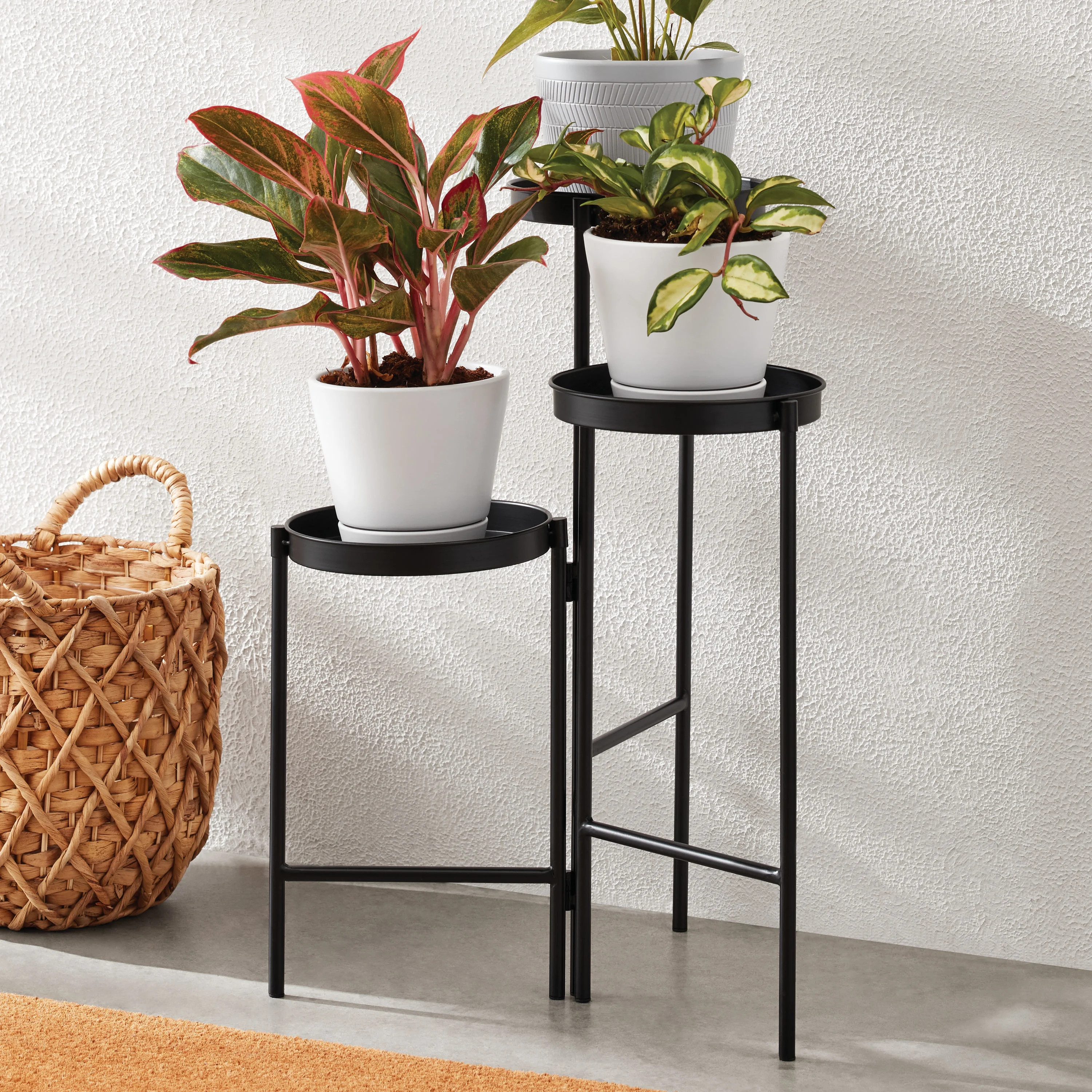 Mainstays Black Metal 3 Tier Plant Stand | Walmart (US)