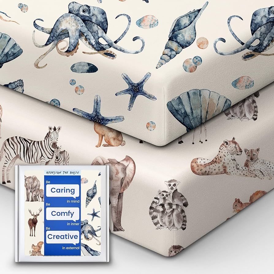 Premium Fitted Baby Boy Crib Sheets for Standard Crib Mattress - Ultra-Soft Jersey Knit Crib Matt... | Amazon (US)