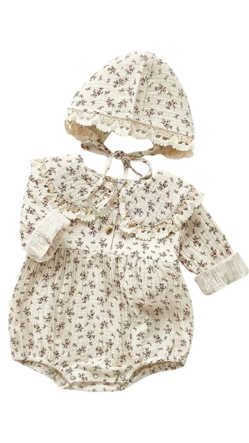 Boho Baby Bodysuit With Bonnet  Neutral Color Baby Romper  | Etsy | Etsy (US)