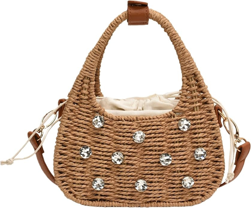 Straw Purses for Women Trendy Summer Woven Tote Bag Straw Basket Crossbody Wicker Purses and Hand... | Amazon (US)