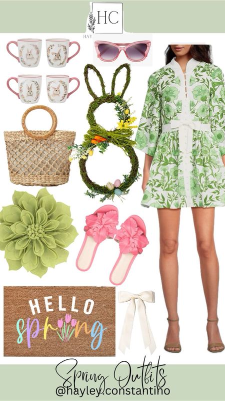 Spring outfit
Fink floral flats
Hello Soring doormat
Easter bunny wreath
Straw tote
Cream hair bow
Grandmillenial dress
Easter coffee mugs 

#LTKhome #LTKfindsunder50 #LTKSeasonal
