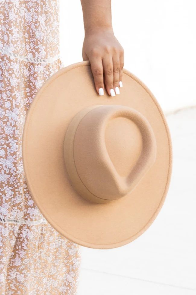 Different Time Zones Camel Wide Brim Fedora Hat | Pink Lily