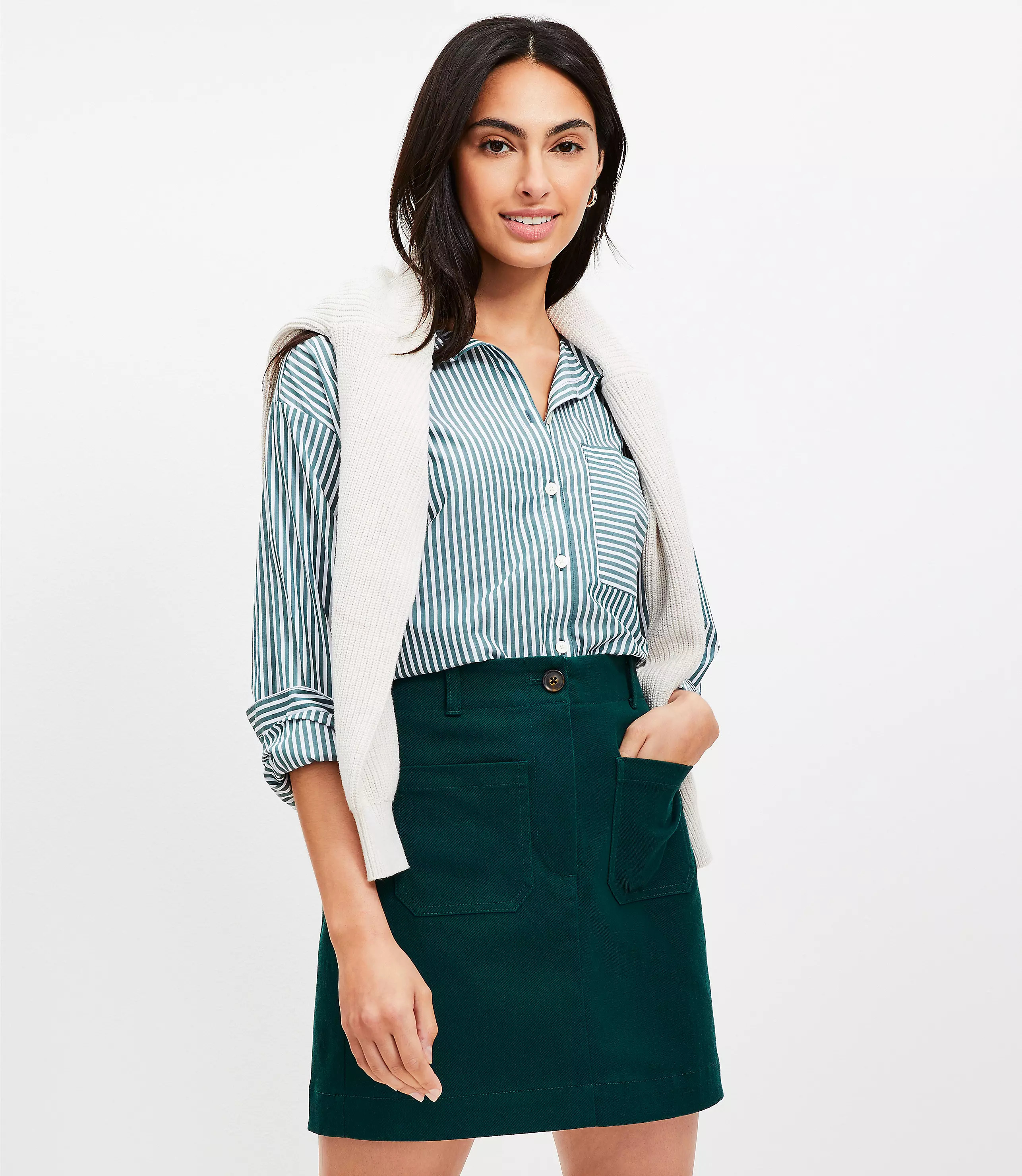 Twill Patch Pocket Mini Skirt | LOFT