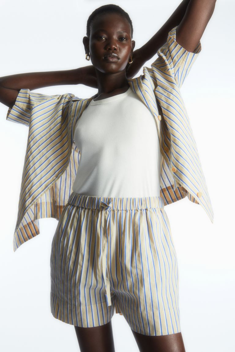 STRIPED LINEN-BLEND SHORTS | H&M (DE, AT, CH, NL, FI)