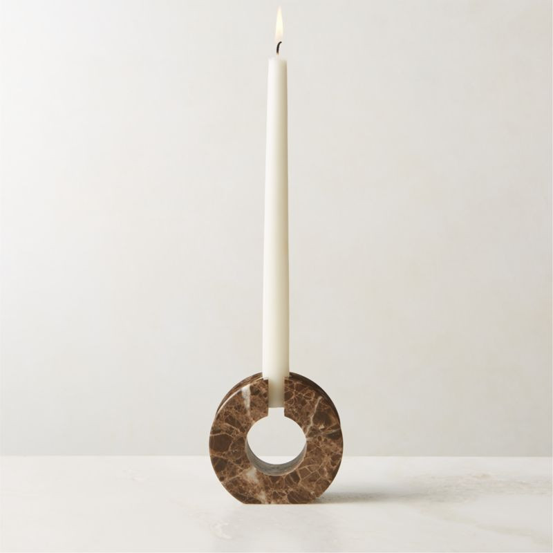 Orla Brown Marble Taper Candle Holder + Reviews | CB2 | CB2