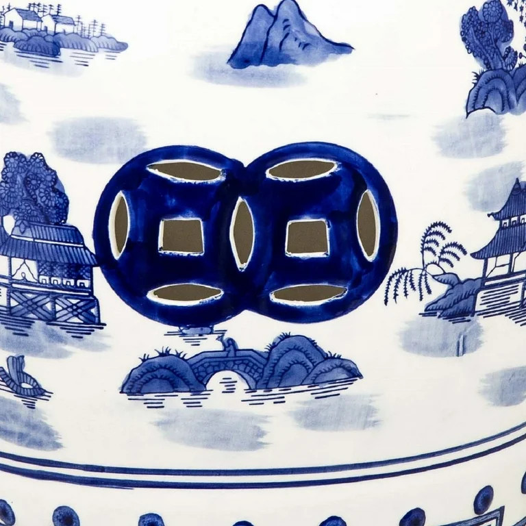 Safavieh Gateless Mist Chinoiserie Indoor/Outdoor Garden Stool, Blue | Walmart (US)