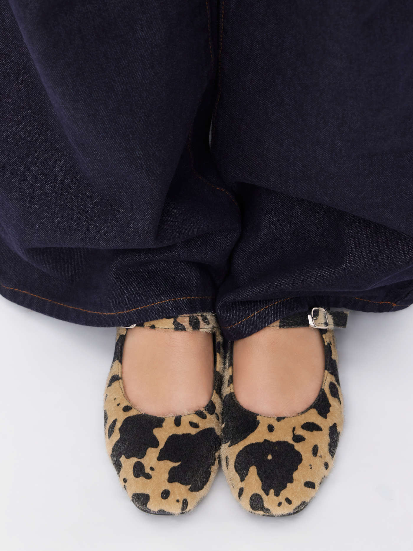 LEOPARD PRINT FAUX SUEDE MARY JANE FLATS | Cider