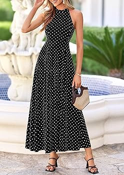 PRETTYGARDEN Summer Halter Dresses for Women 2026 Vacation Outfits Sleeveless Polka Dot Sundress ... | Amazon (US)